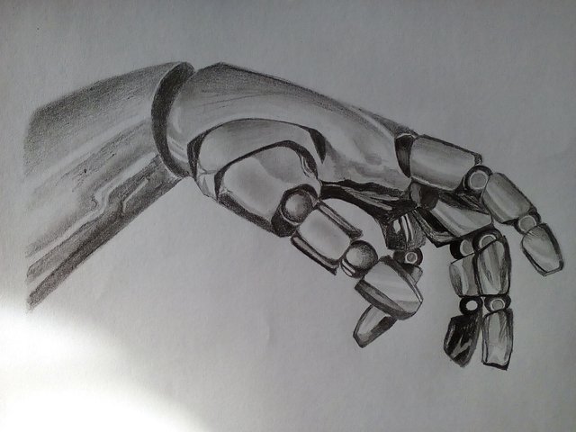 One part done of the drawing i am working on-pencil drawing-robot hand