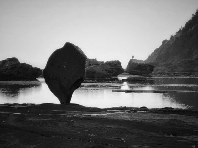 Black and white stone balancing