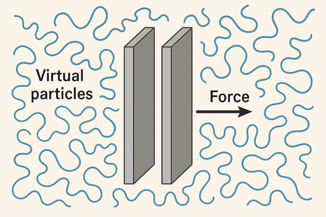 create an image of two metal plates very close to each other with quantum fluctuations around them.png