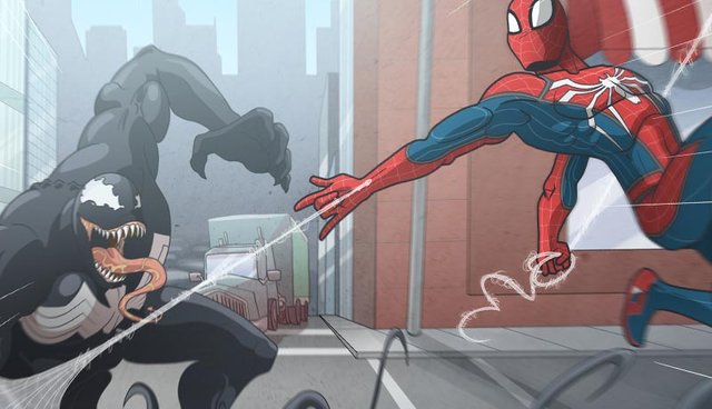 how to draw spiderman and venom fighting
