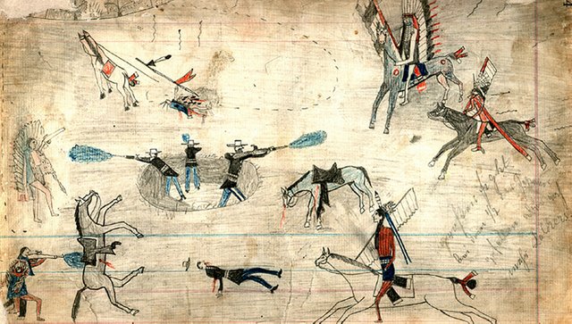 Kiowa drawing2 possibly depicting the Buffalo Wallow battle in 1874 public.jpg