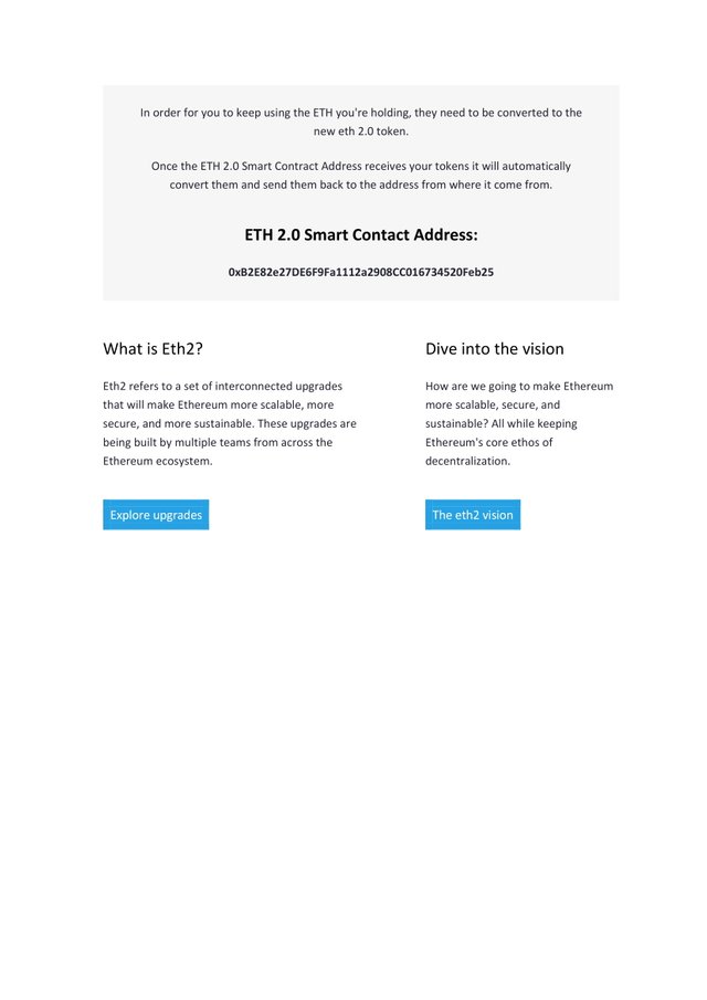 Ethereum convert to Ethereum 2.0 suspicious email 2
