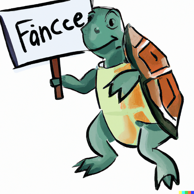 DALL·E 2023-03-23 22.01.22 - a see turtle painting holding finance poster.png