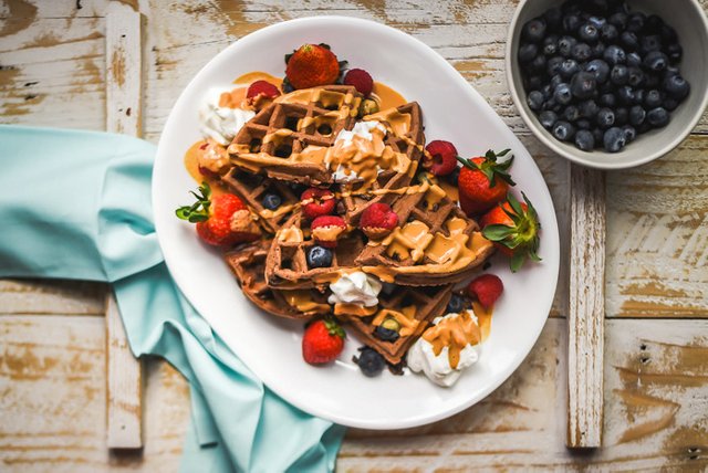 Chocolate Spelt Waffles + Maple Nut Butter Syrup (Vegan).jpg