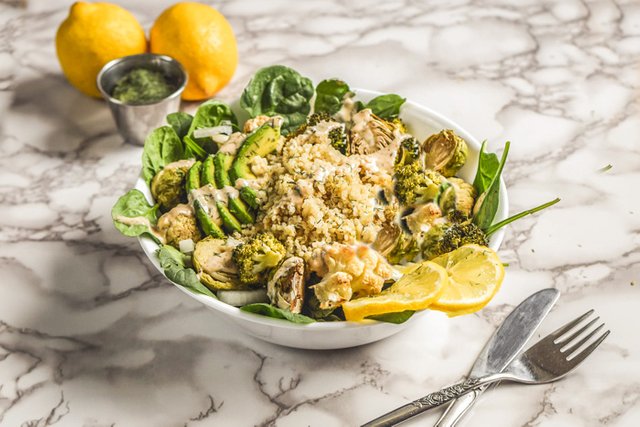 Roasted Veggie & Quinoa Salad + Tahini Lemon Sauce (Vegan+GF)-5.jpg