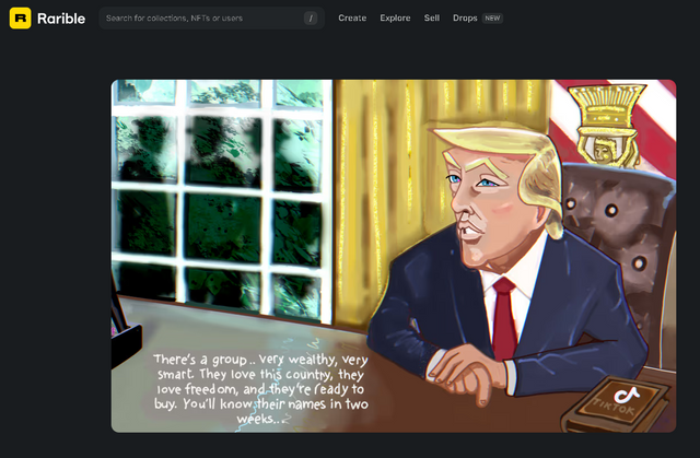 rarible nft President doanld trump nft tiktok.png