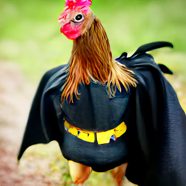 chicken wearing a batman costume with detailes .png