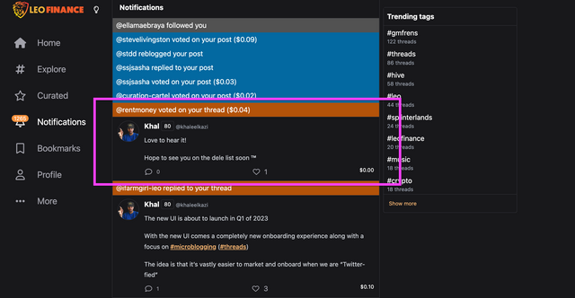 Web3 social media platform, Threads, new interface.