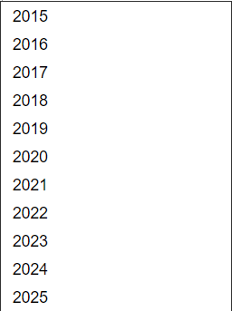 list of years