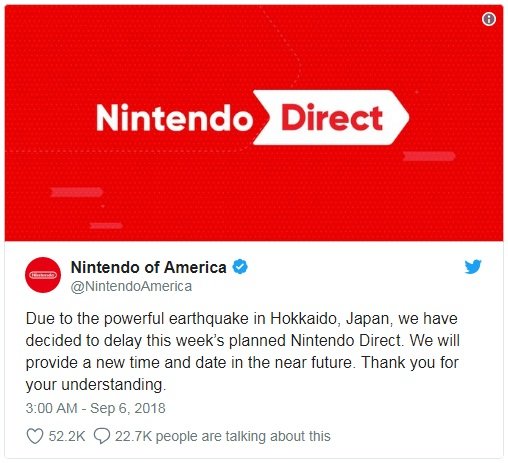 Nintendo cancels Direct livestream after Japanese earthquake