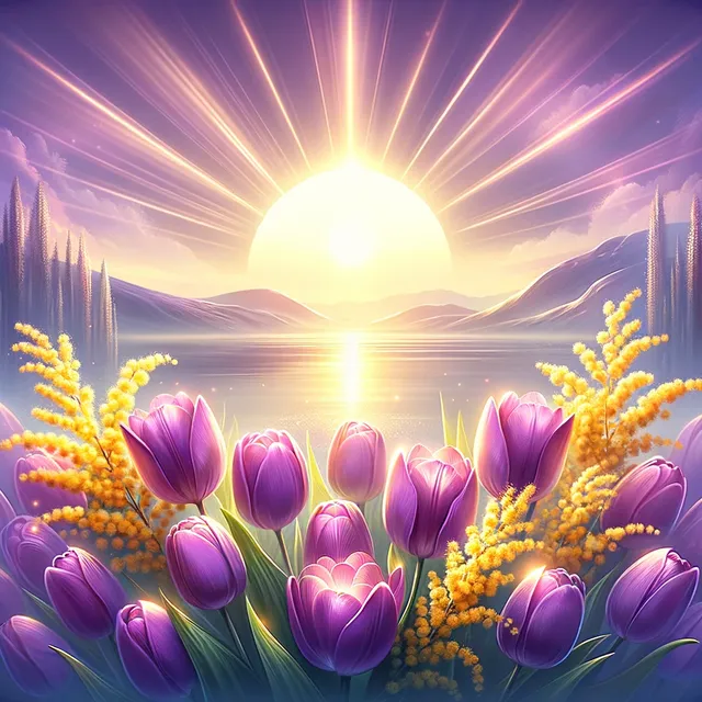 DALL·E 2024-03-08 10.44.21 - An elegant, symbolic representation of International Women's Day, celebrated on March 8. The image includes a bright, radiant sun rising behind a sere.webp