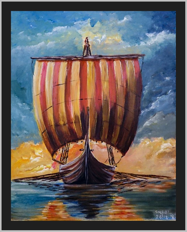 viking ship painting