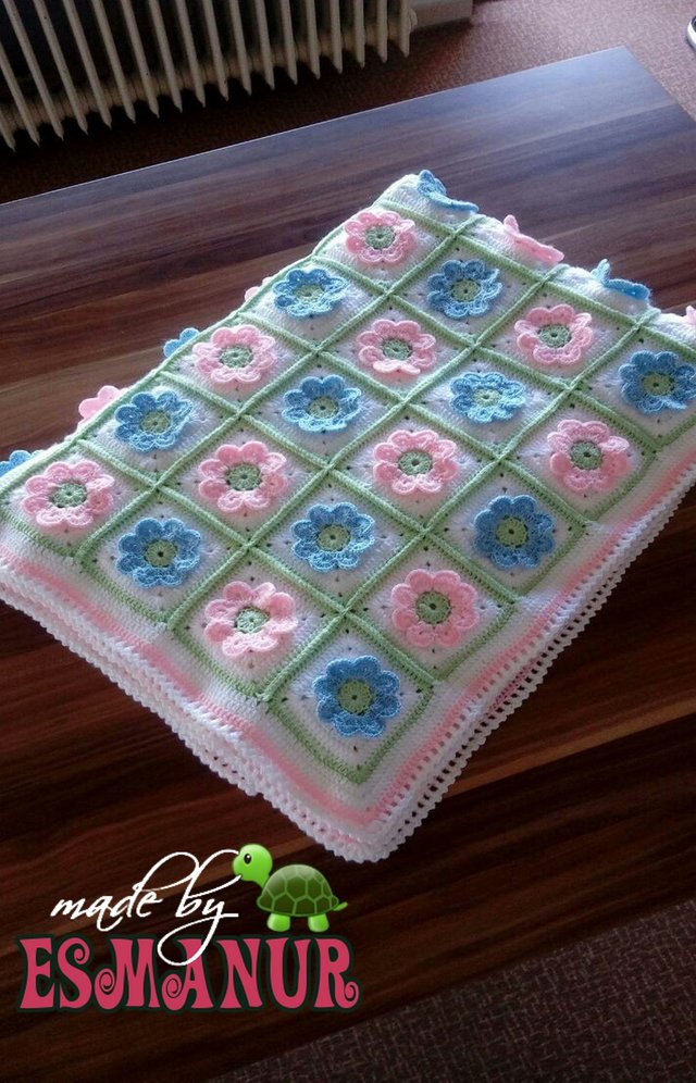 handmade bed cover with Spring colors