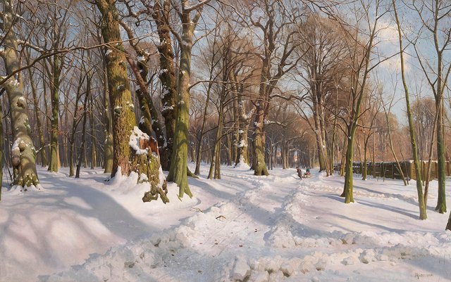 1280px-Peder_Mønsted_-_Sneklædte_skovvej_i_sollys_(1908).jpg