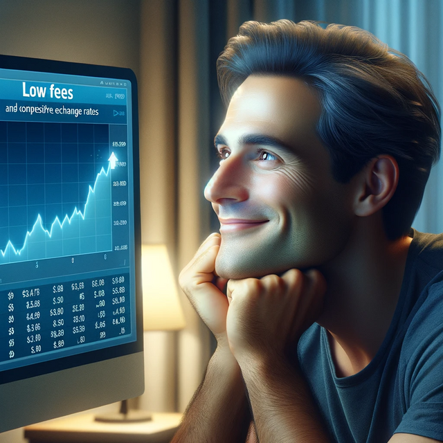 DALL·E 2023-11-21 23.22.15 - Create a photorealistic image of a content person appreciating low fees and competitive exchange rates. The scene shows an individual looking at a com.png