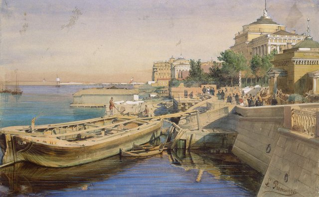 Premazzi Luigi - View of the Neva Embankment near the Admiralty St Petersburg.jpg