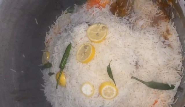 biryani decoration with lemon slice and green chilly on it .jpg
