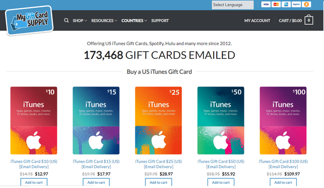 Buy US iTunes Gift Cards Online - Email Delivery - MyGiftCardSupply