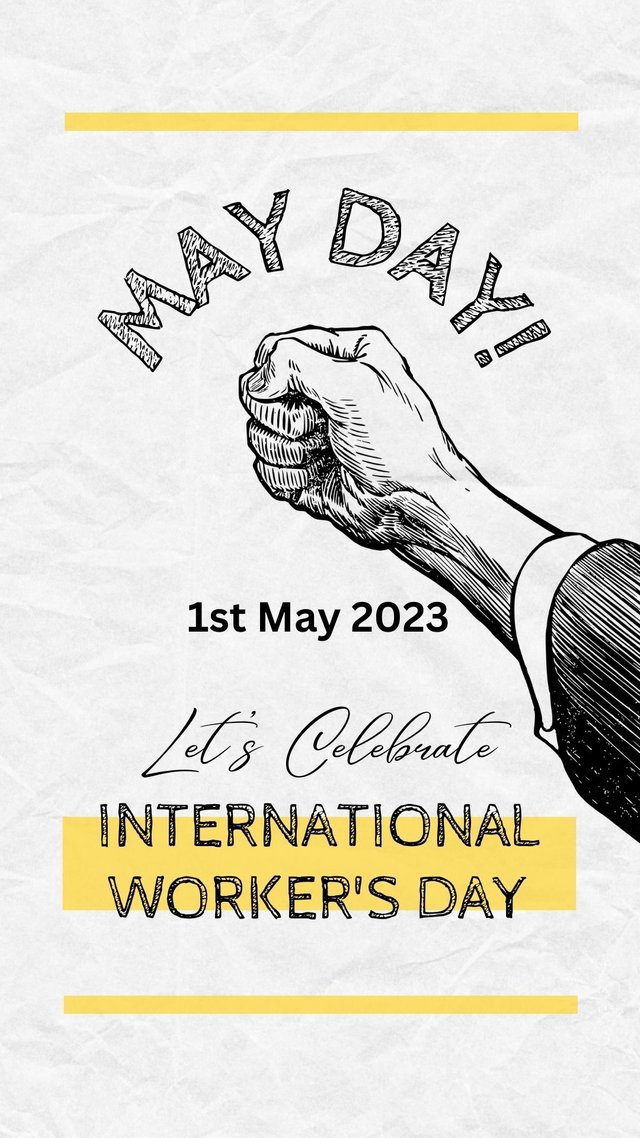 White and Yellow Aesthetic Minimalist Fist Sketch May Day International Worker's Day Poster (Instagram Story).jpg