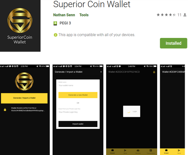 SuperiorCoin Mobile Wallet