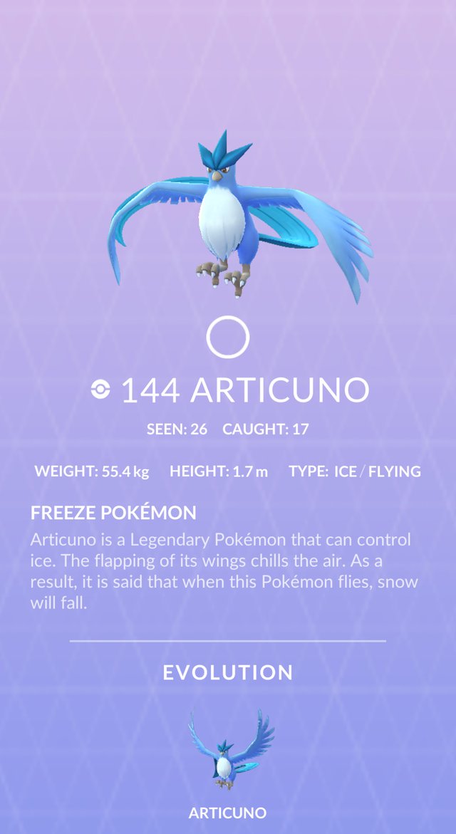 144 - Articuno - Go Park: Living Dex - Project Pokemon Forums