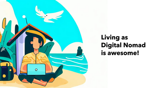 please create an illustration of Digital Nomad in Bali.png