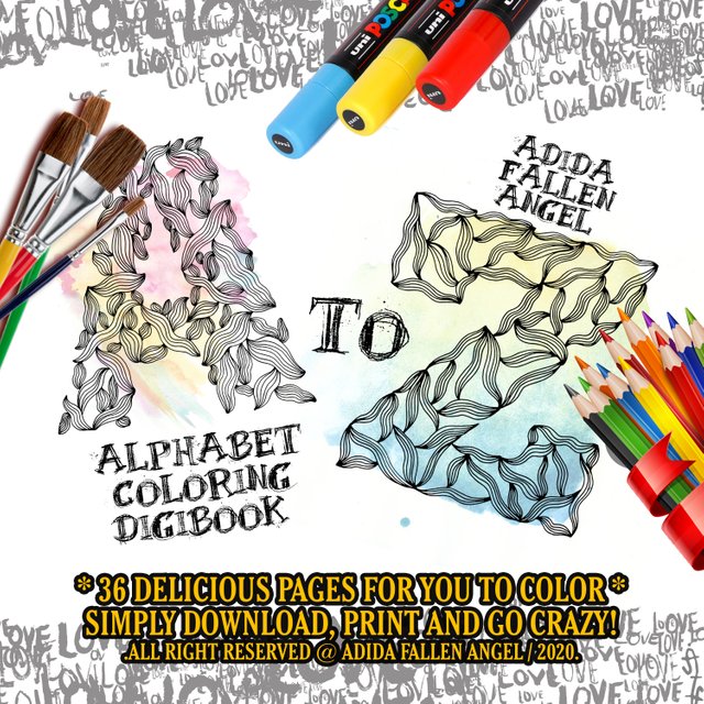 Printable Adult And Kids Alphabet Coloring Book 36 Letters And Numbers Art Illustrations Special Quarantine Sale Steemit