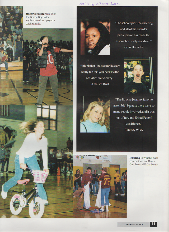 2000-2001 FGHS Yearbook Page 11 Kari Herinckx Mix It Up.png