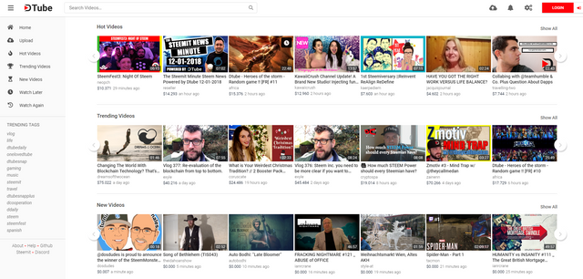 DTube front page