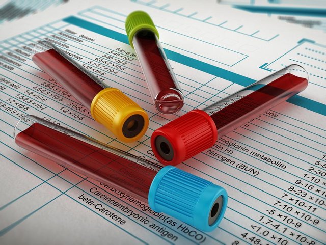 blood tests and analysis sheet