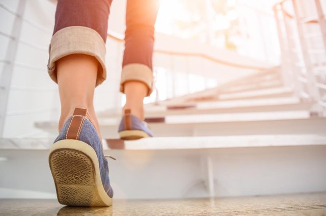 climbing stairs