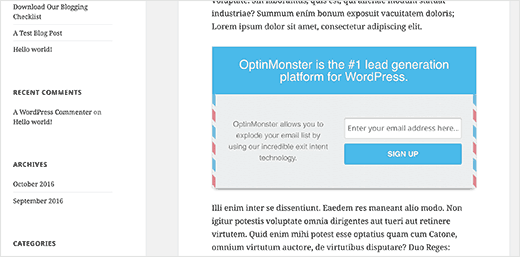 After post and in-line optin forms