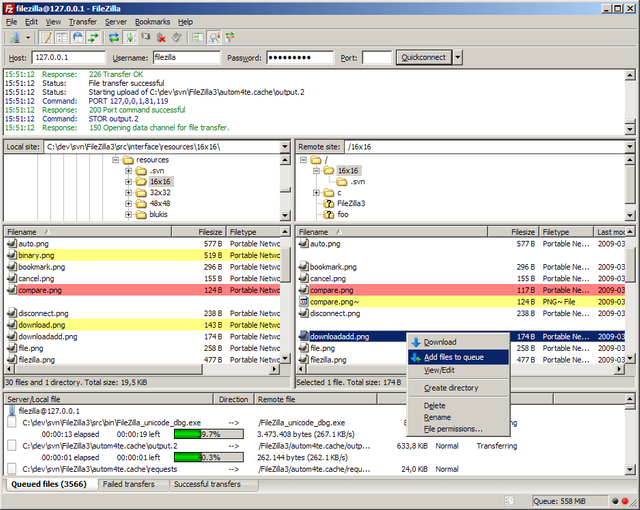 FileZilla Main Window