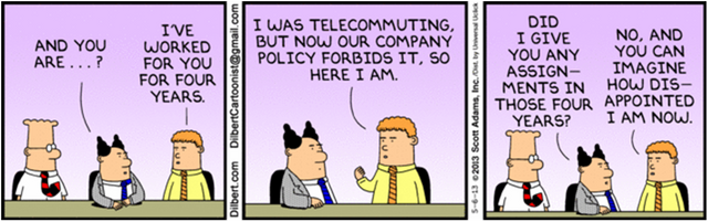 I was telecommuting, but now our company policy forbids it, so here I am.