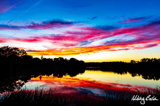 Ell Pond is located in New England - Melrose Massachusetts. The pond offers stunning photo opportunities for sunsets.