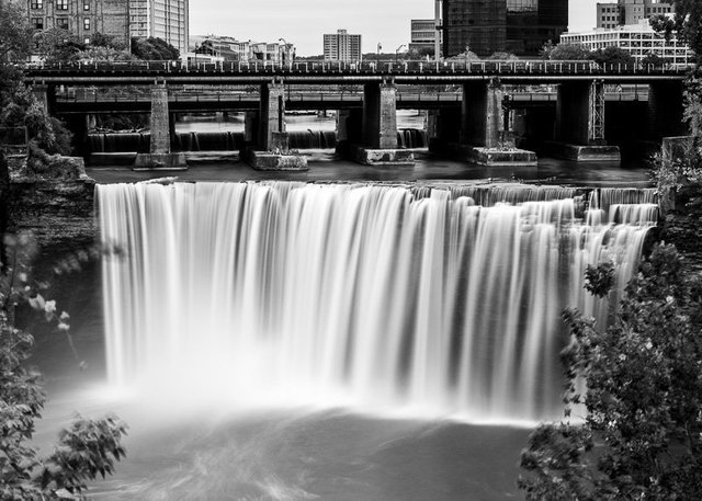 High Falls Terrace Park Waterfall Professional Photo black and white long exposure