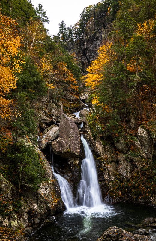 Bash Bish Falls long exposure autumn photo in the fall season 