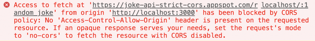 CORS policy error