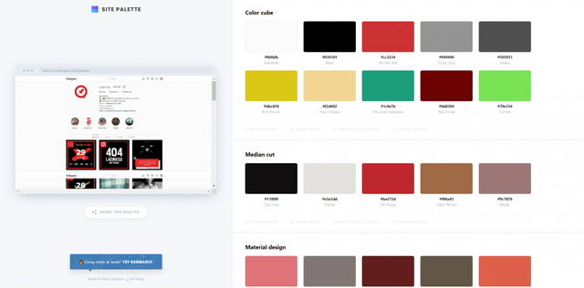 Example - Site Palette on Instagram