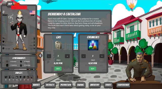 Narcos - A blockchain game with real-world marketplace