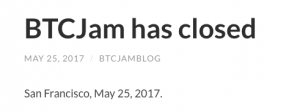 p2p cryptocurrency lending clipped image of BTCJAM post saying BTCjam has closed