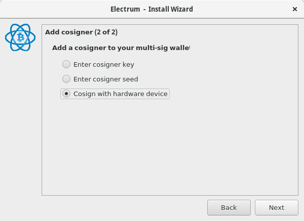 Electrum install wizard, step a