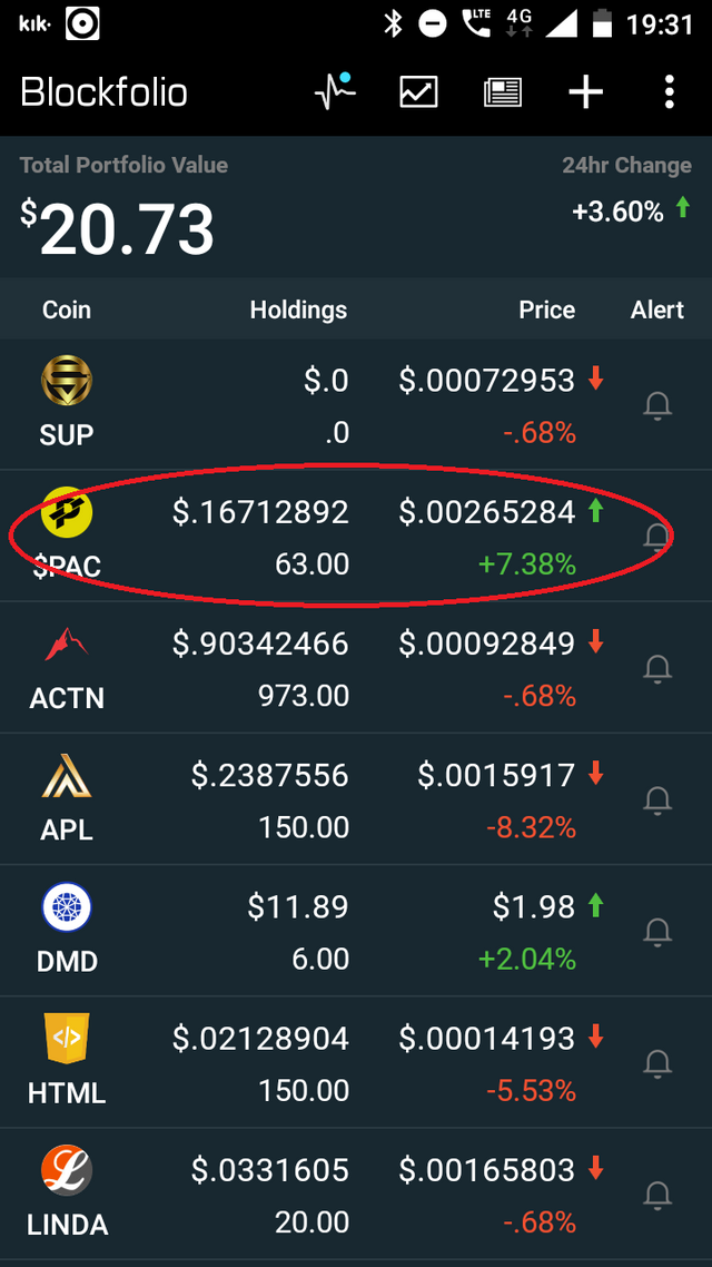 Using Aircoins App with Blockfolio App