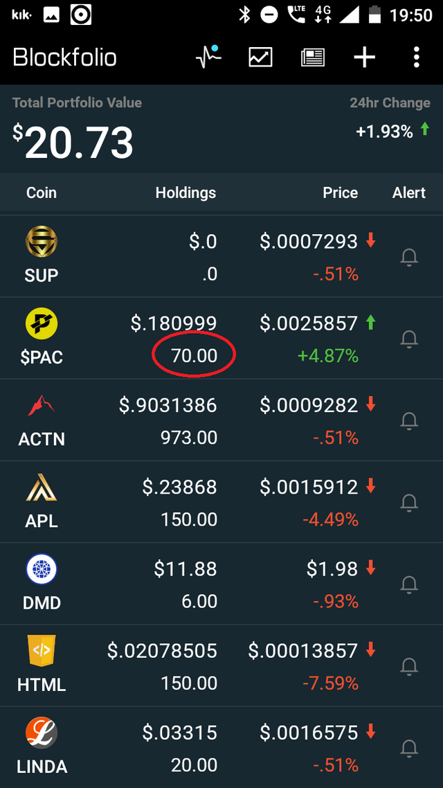 Using Aircoins App with Blockfolio App