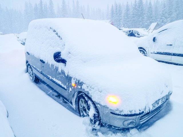   Our car after going for a winter hike to Morskie Oko, Poland. Photo by Alis Monte [CC BY-SA 4.0], via Connecting the Dots