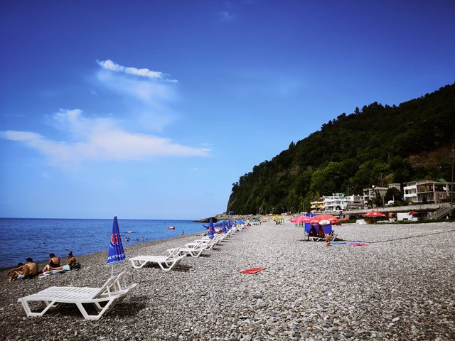Sarpi Town beach in Georgia near the Black Sea