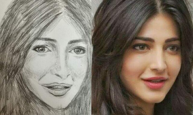 Shruthi hassan Sketch made by her Fan