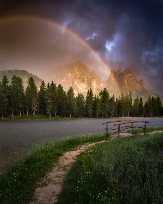 «Stormy rainbow in the Dolomites»
