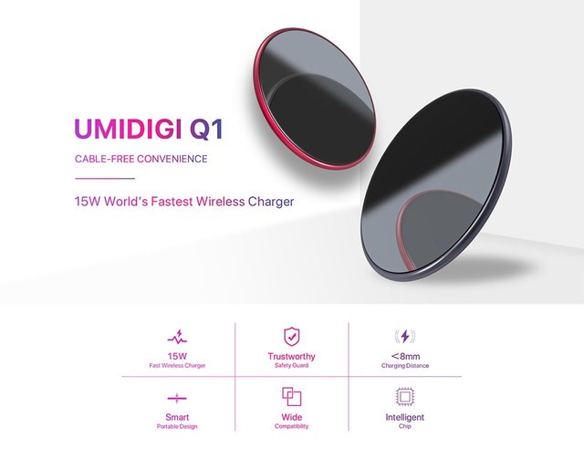 Gearbest UMIDIGI Q1 15W Wireless Fast Charger. More information on the site ...