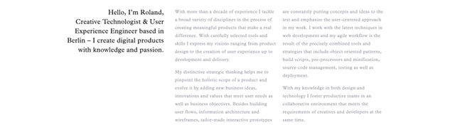 Columns of text for use in web design